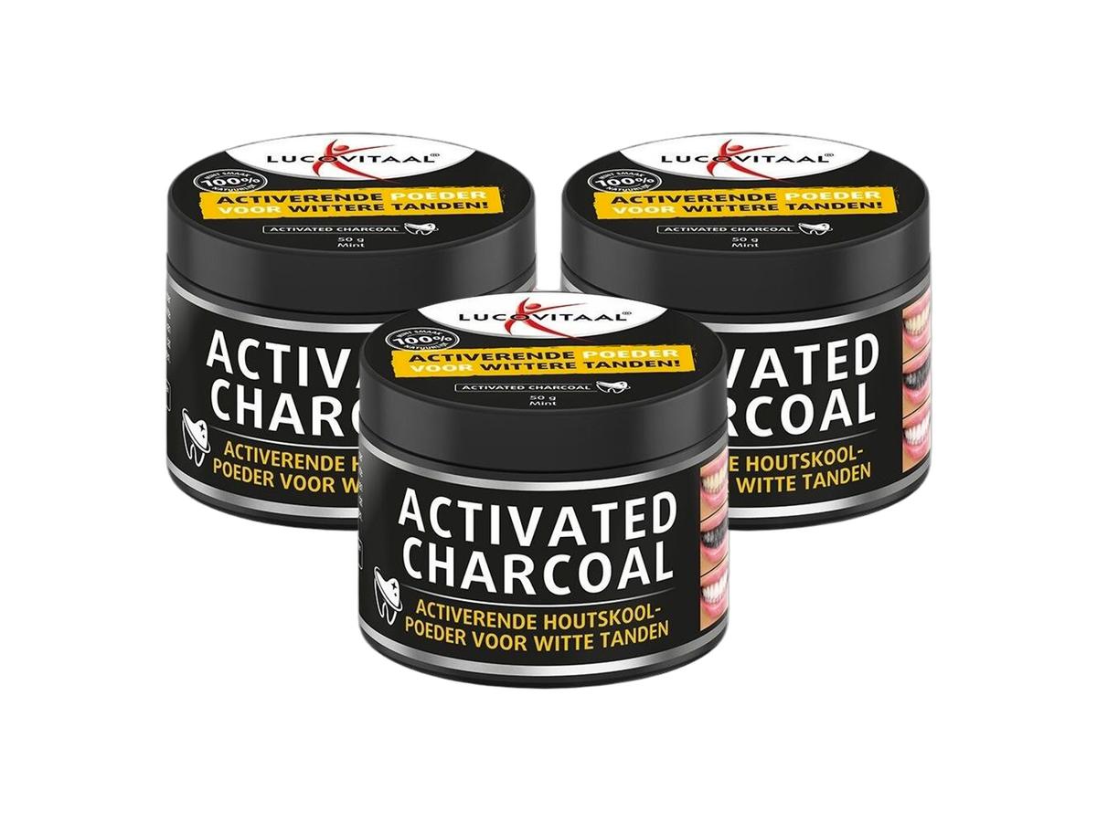 Lucovitaal Poudre de charbon actif - 3 x 50 grammes - Noir