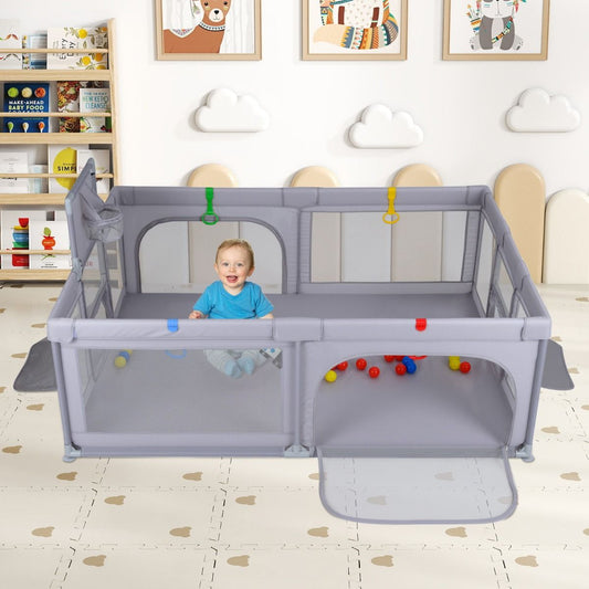 Coast Grande aire de jeux pour enfants - avec panier de basket, filets de football et anneaux à agripper - gris clair