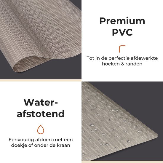 Sets de table Castagnola - Sets de table en plastique - Sous-verre - Sets de table en plastique et PVC - 6 pièces - 45 x 30 cm - Marron