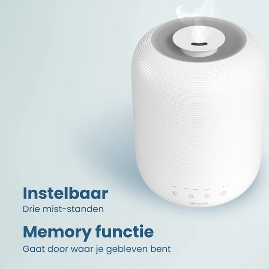 Auronic Humidificateur - 3L - Convient pour la chambre à coucher, la chambre de bébé, le bureau, le salon et plus encore - Humidificateur - Sans BPA - Blanc