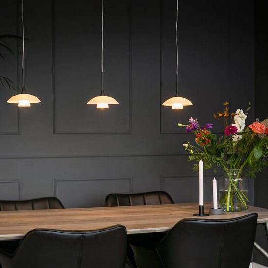 Suspension Tallerken 2654ZW Noir - Style moderne, hauteur réglable, matériaux : verre et métal, d'intérieur, Steinhauer