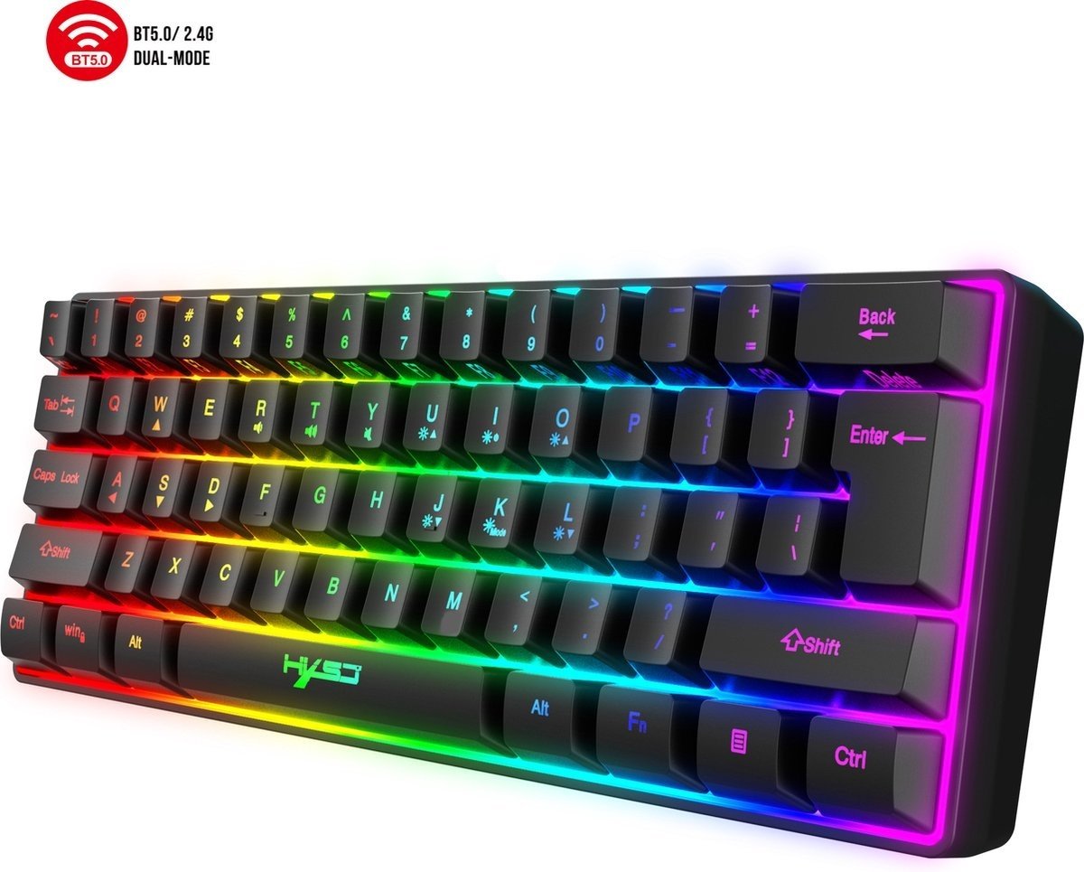HXSJ L500 RGB Membrane Wireless gaming keyboard - Dual mode (Bluetooth / 2.4G) - 61keys - Qwerty