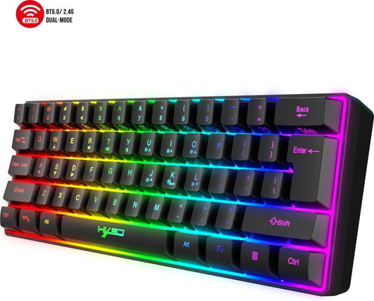 HXSJ L500 RGB Membrane Wireless gaming keyboard - Dual mode (Bluetooth / 2.4G) - 61keys - Qwerty