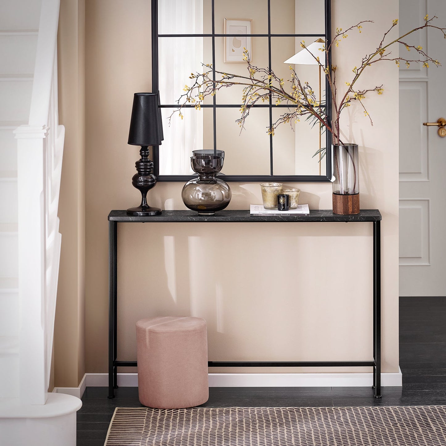 SoBuy FSB19-XL-SCH Table console noire avec plateau en MDF et structure en fer - 120 x 20 x 80 cm