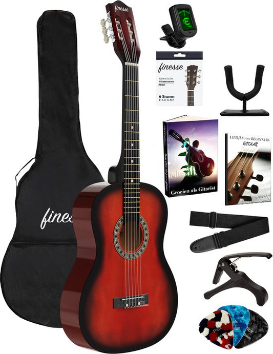 Guitare acoustique – Finesse – set débutant – Guitare classique, enfants et adultes – cordes en Nylon