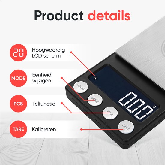 Kitchenwell digital mini precision kitchen scale - 0.01 à 200 grammes - 14.2 x 7.5 cm - balance de poche à piles - balance de cuisine