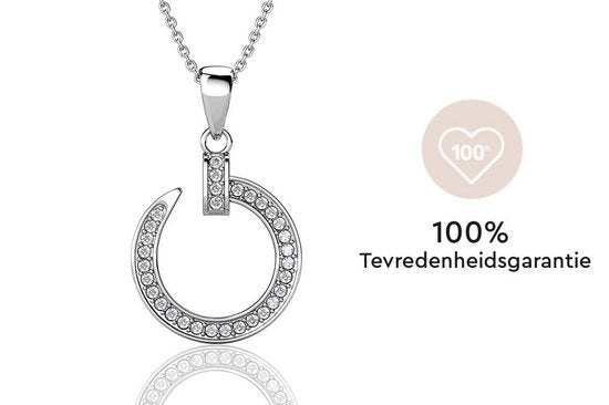 Yolora Collier Femme avec Pendentif Rond - Cristaux Kalpa Camaka - Argent - Plaqué Or Blanc 18K - Collier Femme Argent - Bijoux - Collier - Boîte Cadeau de Luxe - Boîte Cadeau - Boîte Cadeau - Bel Emballage Cadeau