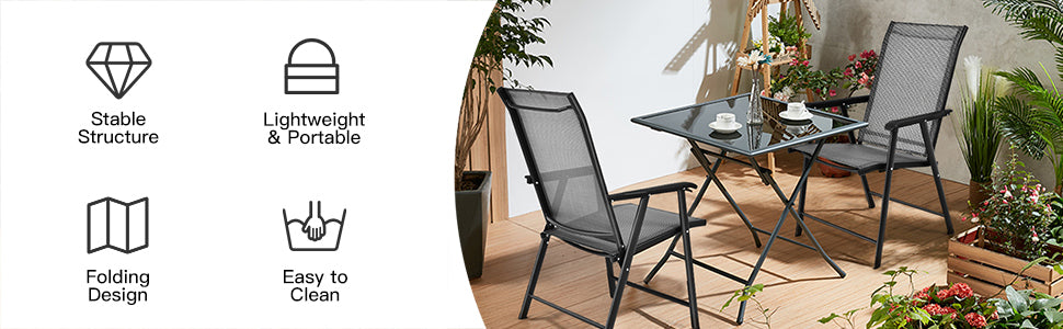 Lot de 2 chaises pliantes Coast pour le camping, gris