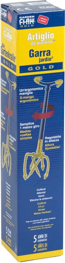 Garden Claw GG921-06 - Fourche à désherber - Longueur réglable 97-106CM - Ameublir le sol, Désherber, Aérer le sol, Cultiver - Bleu/Doré