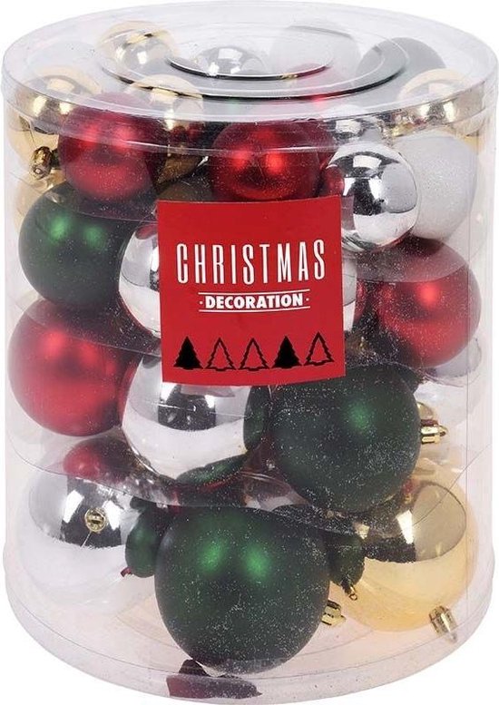 Décoration de Noël Ensemble de boules de Noël - 44 pièces en plastique - mélange traditionnel