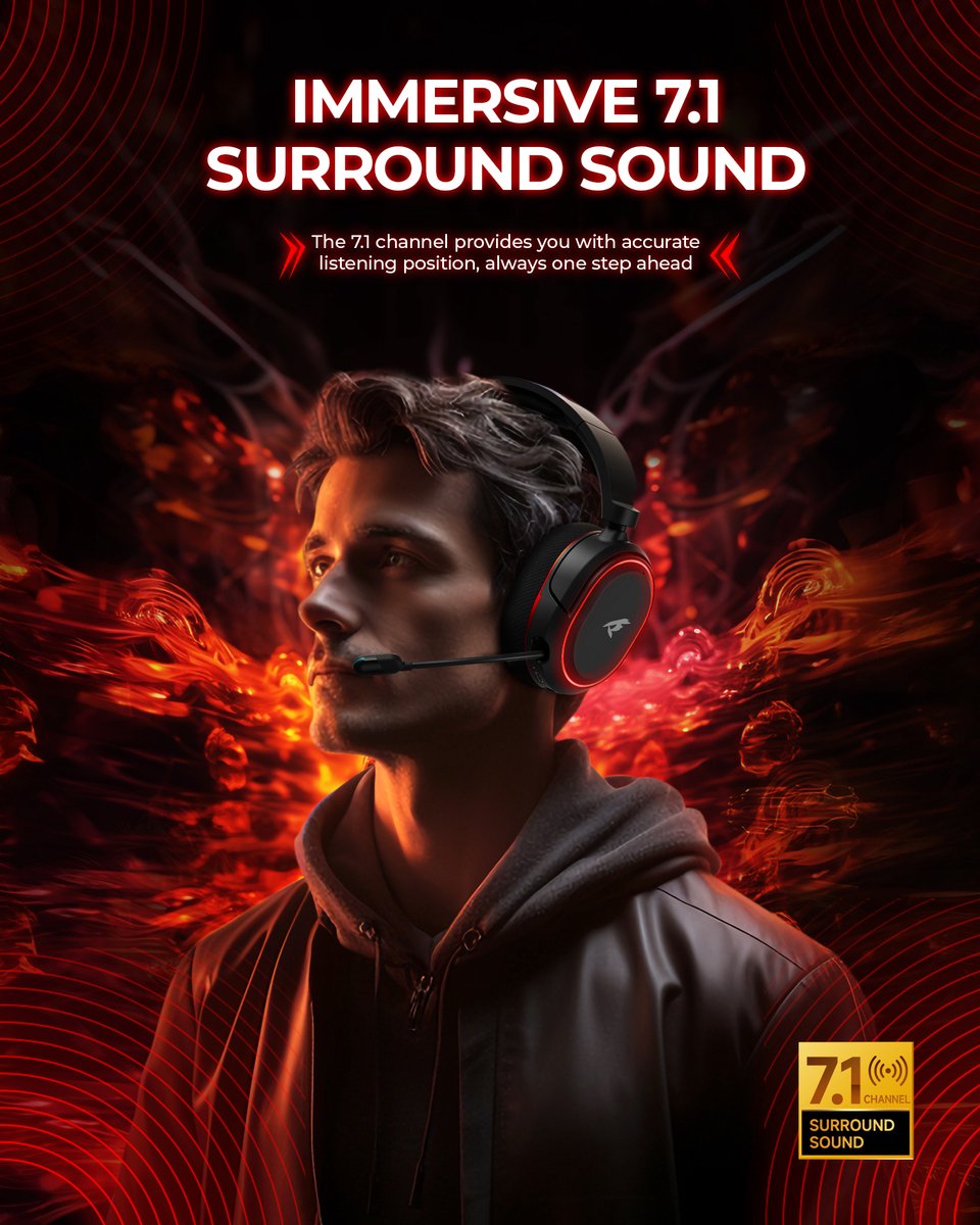 Valorise UG-08S Casque de jeu sans fil 2.4Ghz Noir/Rouge