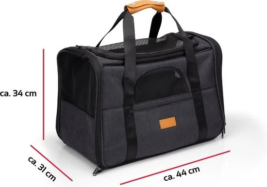 Sac de voyage Maxxpro pour chien/chat - avec bandoulière et poignée - 44 x 31 x 34 CM - comprend un plateau pliable pour la nourriture - jusqu'à 5 KG - gris