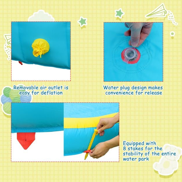 Château gonflable Coast avec toboggan aquatique - Excl. soufflerie - 518 x 366 x 229 cm