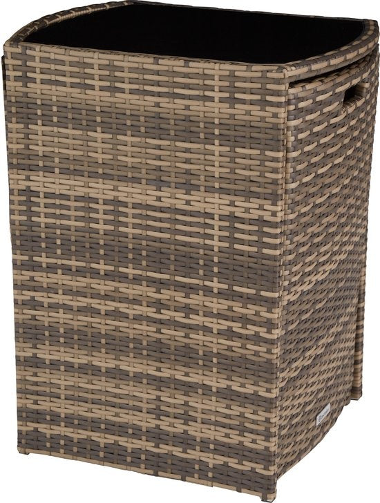 tectake® - set bistro en osier, peu encombrant et pliable, salon de jardin avec 2 chaises et table, salon de jardin, groupe de sièges pour jardin, jardin d'hiver, balcon, terrasse - nature - poly-rattan