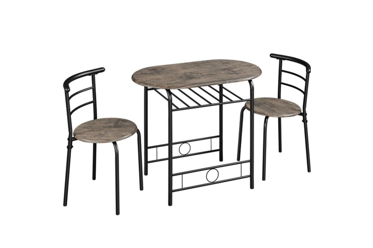 Ensemble de bistrot Yaheetech 3 pièces - Table 80 x 53 x 74,5 cm - 2 chaises - Compartiment de rangement - Noir