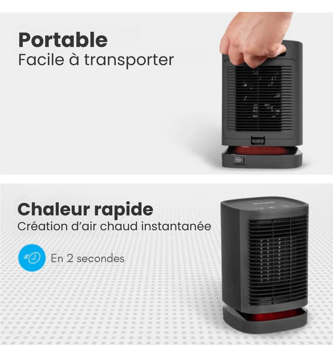 Chauffage à ventilation - Auronic - 3 niveaux - 950W - Indication LED - Rotatif - Noir
