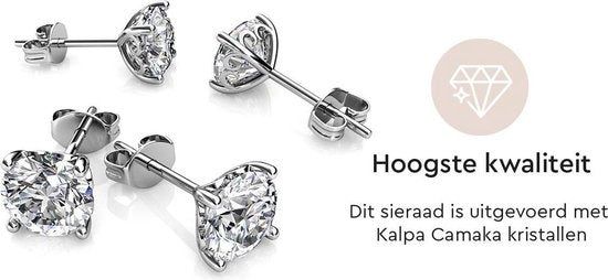 Yolora Ladies Earrings - Cristaux ronds Kalpa Camaka - Argent - Plaqué or blanc 18K - Boucles d'oreilles femme Argent - Clous d'oreilles - Bijoux - Boîte cadeau de luxe - Boîte cadeau - Boîte cadeau exclusive - Magnifique emballage cadeau