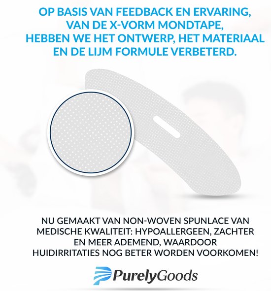 PurelyGoods® Ruban buccal - 90 pièces - Anti ronflement - Ruban buccal - Ruban de bouche - Myotape - Pansements buccaux