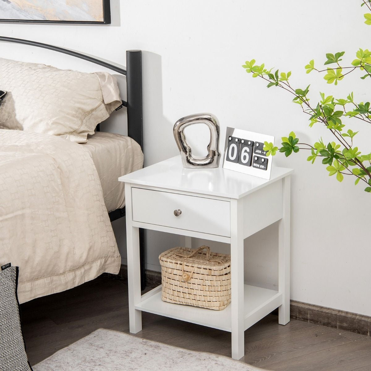 Table de chevet Coast 2-stage night sideboard table de chevet moderne avec tiroir blanc