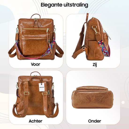 Sac à dos Glennoo - Sac à dos femmes - Imperméable - Petit - Compartiment antivol - Dos, épaule, sac à main