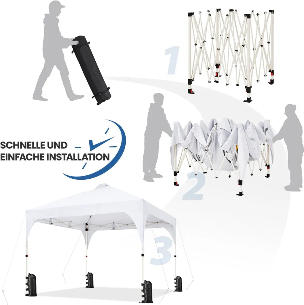 Tente de fête pliable Yaheetech 3 x 3 m - Blanche - Pavillon pop-up réglable avec sac de transport