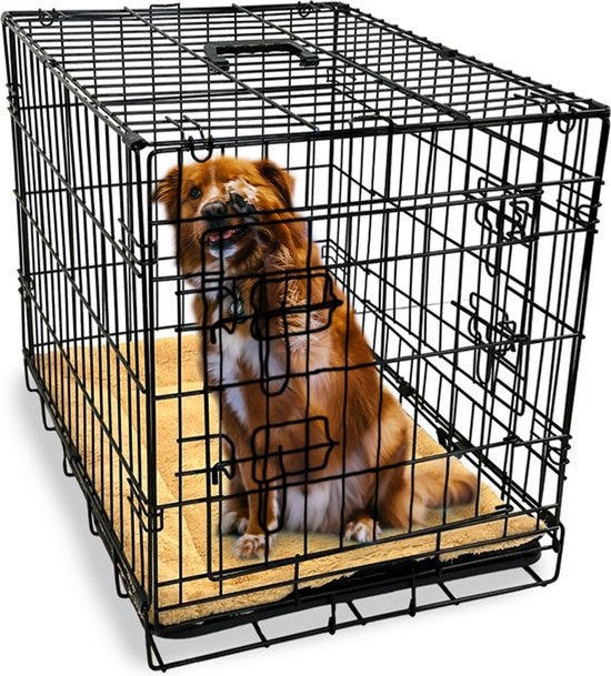 Cage Pliable pour Chiens - Gopets - Taille L - Avec Coussin - 2 Portes - 91 x 57 x 64 cm