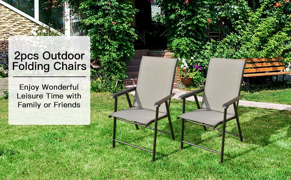 Lot de 2 chaises pliantes Coast pour le camping, gris