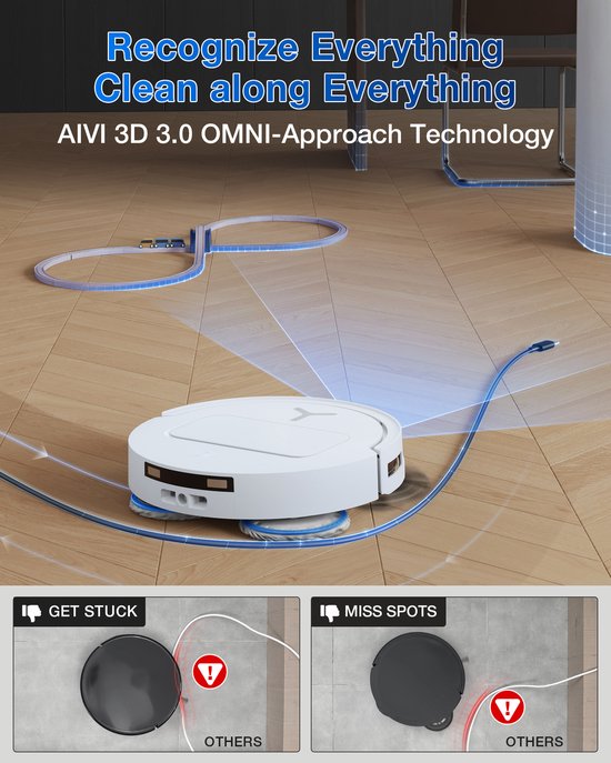 ECOVACS - DEEBOT T50 Omni blanc Gen 2 EU - Robot aspirateur et laveur de sol - Puissance d'aspiration de 21 000 Pa - Robot aspirateur autonettoyant avec système de lavage à l'eau chaude - Station de vidage automatique - Adapté aux poils d'animaux