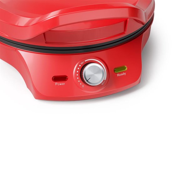Princess Pizza Maker 115007 - Four à pizza - Thermostat réglable jusqu'à 220 °C - Rouge - Ø 30 cm - Peut également servir de grill de table - Pour les pizzas fraîches et surgelées