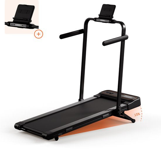 Tapis de course pliable Moov Run Plus - Walking Pad – Inclinaison de 15 % - Tapis de marche pliable - Tapis de course 1-14 km/h – Accessoires inclus