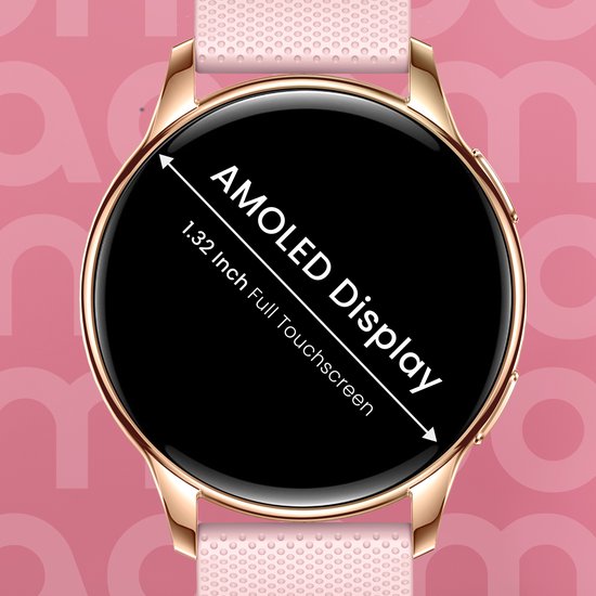Maoo Ventura AMOLED Smartwatch Ladies - Acier inoxydable et bracelet en silicone 3x - Podomètre - Moniteur de fréquence cardiaque - Moniteur de sommeil - Multisport - Convient à Android et iOS - Rose Gold et Pink