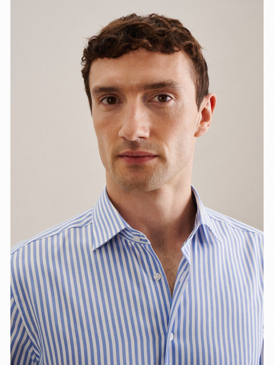 SEIDENSTICKER Regular Fit Business Shirt Blue Denim/White, Long Sleeve, Kent Collar