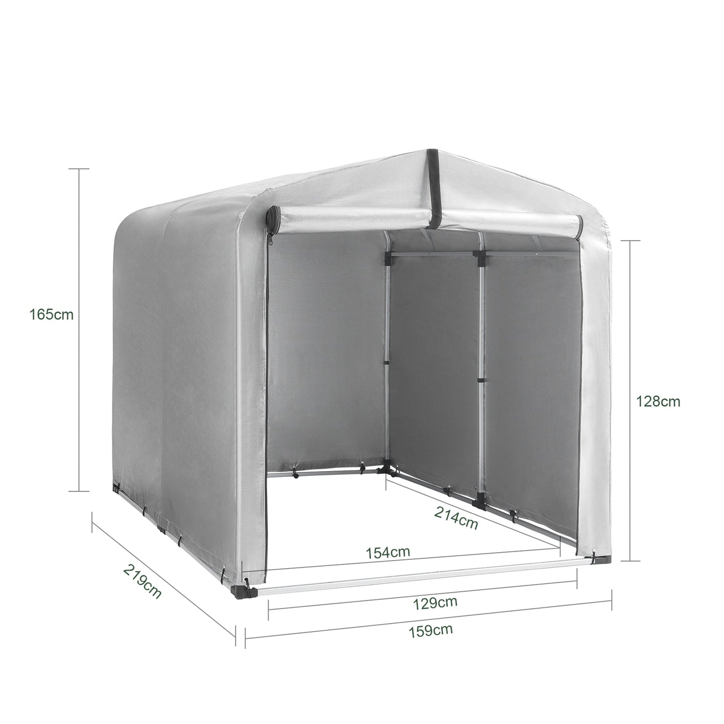 Abri de jardin Sobuy KLS11-II-L - Abri de jardin étanche pour vélos et outils - 159 x 165 x 219 cm - Argent