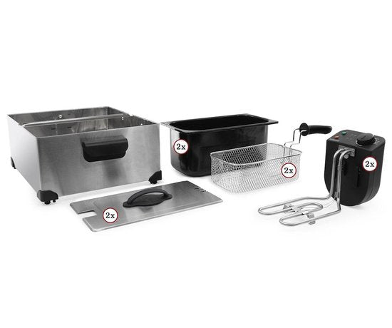 Tomado TDF6001S - Friteuse double - 2 x 3 litres - zone froide - acier inoxydable