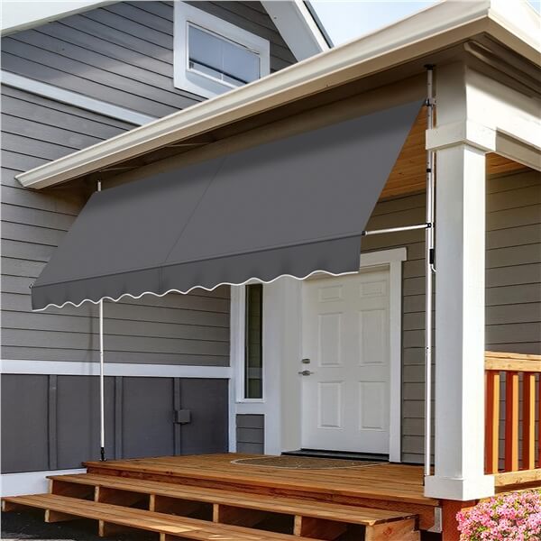 Yaheetech Auvent à fixation par pinces - Auvent de balcon avec manivelle 250 x 180 cm - Beige - Sans perçage