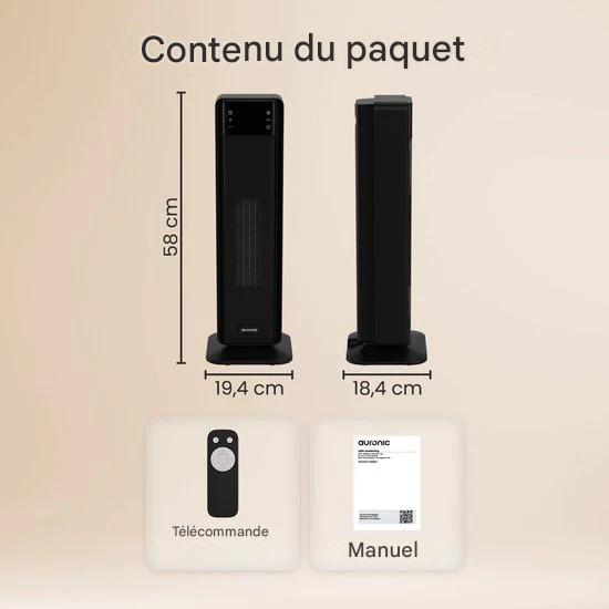 Auronic Réchaud électrique - Réchaud céramique - Réchaud à tour - Chauffage 2000W - Noir