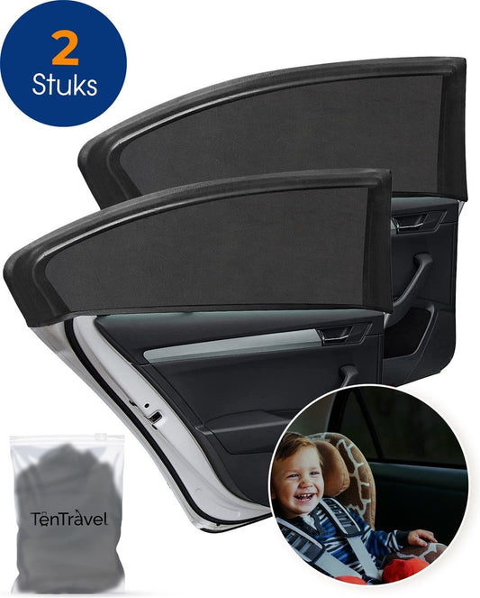 TenTravel Pare-soleil pour voiture - Protection solaire pour bébé et enfant - Pare-soleil pour vitre latérale extra foncée - Protection UV - 2 pièces