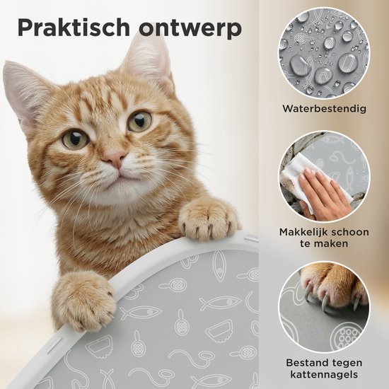 Tapis pour bac à litière TrevoPet® - Tapis imperméable pour bac à litière autonettoyant - Tapis résistant aux griffures - Tapis d'intérieur en tissu Oxford - Tapis de protection - 41 x 40 cm