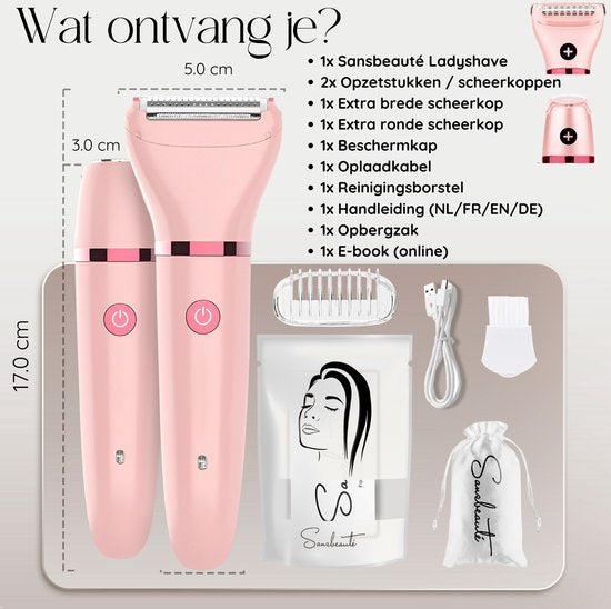 Rasoir féminin 2 en 1 + 2 têtes de rasage supplémentaires - Visage - Aisselles - Jambes - Maillot - Rasoir Femme - Epilateur électrique - Epilateur Femme - Tondeuse Femme - Zone intime Poils pubiens - Rasoir Féminin Bikini