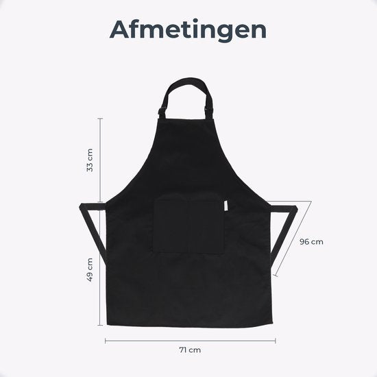 Tablier de cuisine - Résistant à l'eau et à la saleté - Tablier de cuisine professionnel - Tablier pour femmes et hommes - Tablier de traiteur - Unisexe - Boucle réglable - Compartiments extra-larges - Noir