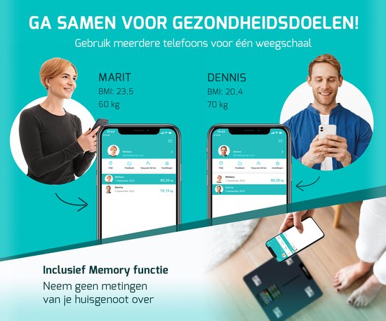 FITAGE Pèse-personne LED Digital - Pèse-personne intelligent avec analyse corporelle 17x - Pèse-personne - FITAGE App