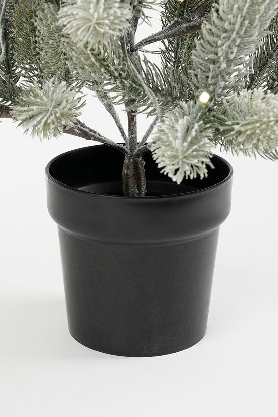 Black Box Trees Nigata Artificial Christmas Tree in Pot with LED Lighting - H90 x Ø55 cm - Green Frosted