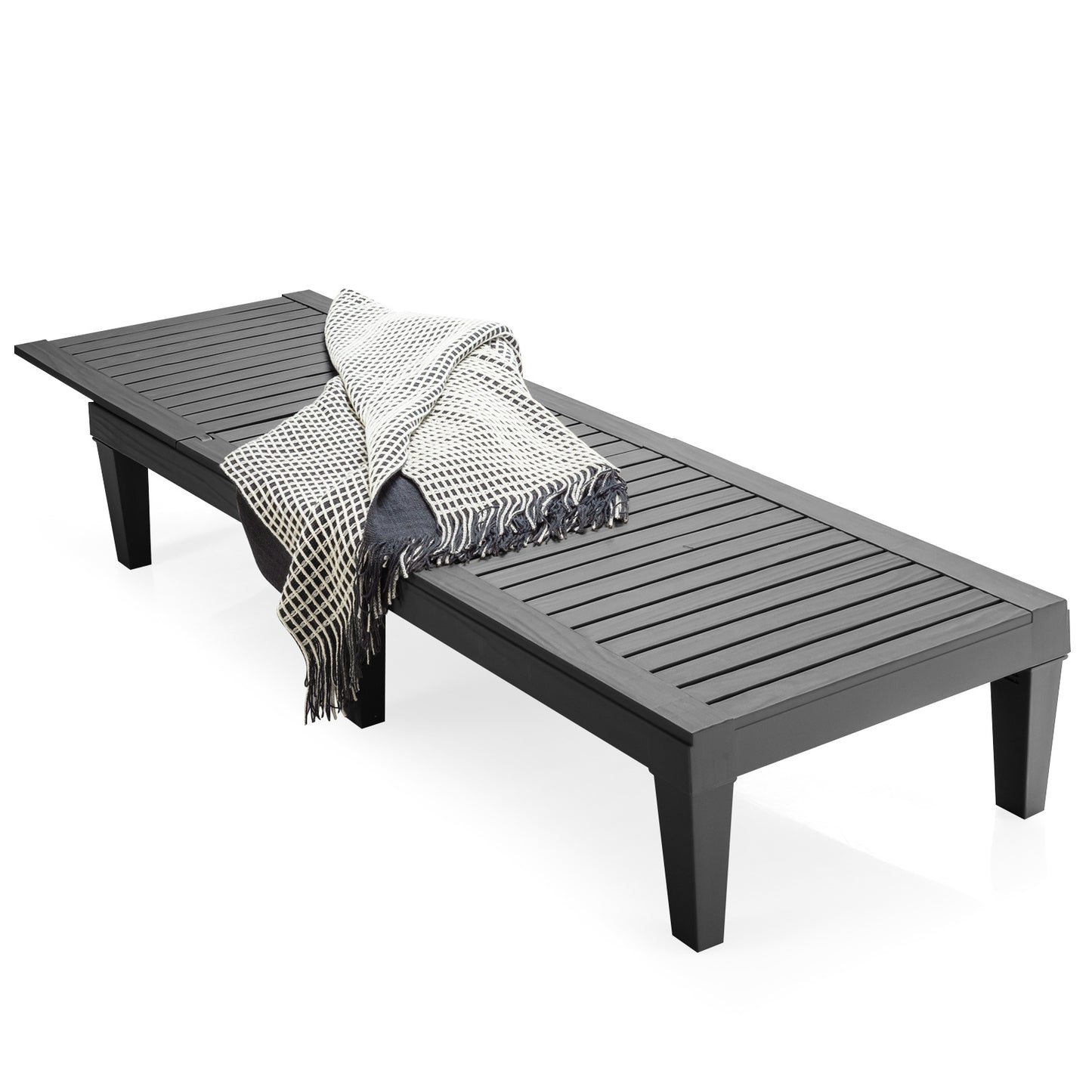 Coast Terrace Lounger chaise d'extérieur avec dossier réglable 190 x 57,5 ??x 29 cm noir