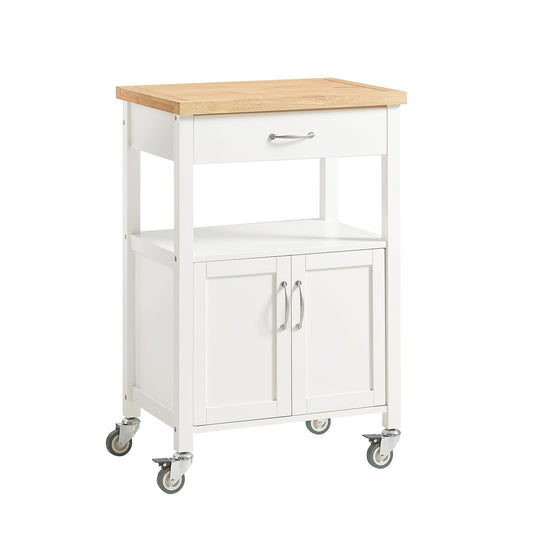 SoBuy Chariot de cuisine avec 1 tiroir et 2 portes - Max. 30KG - 44,5 x 60 x 90 cm - Blanc