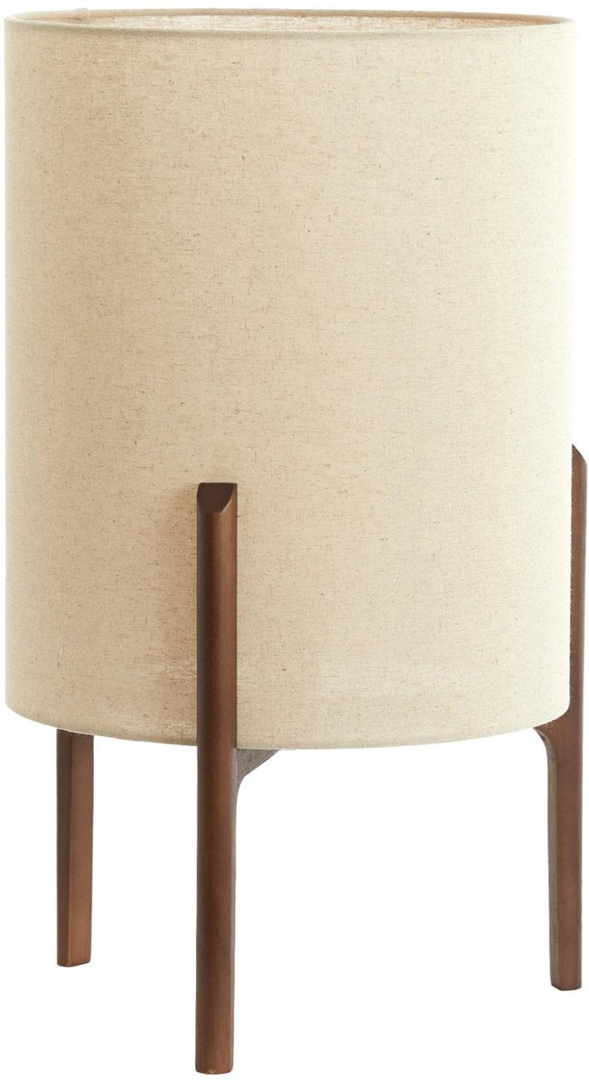 Light & Living Lampe de table Litto - Bois brun foncé - Abat-jour tissu crème Ø35cm