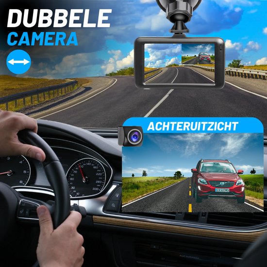 VERTREX Dashcam pour voiture 1080P Full HD - Avant et arrière - Caméras de bord - Vision nocturne - Capteur G - Objectif grand angle 170° - LCD 3.0" - Détection de mouvement - Enregistrement en boucle - Inclus une carte 32GBSD LCD - Détection de mouvement