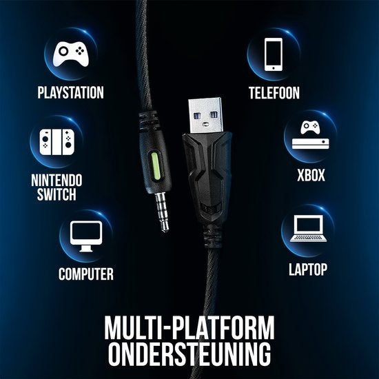 Casque de jeu Strex avec microphone bleu - PC + PS4 + PS5 + Xbox One + Xbox Series