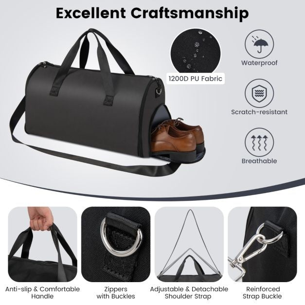 Bagage à main et sac à vêtements 2-In-1 - Coast - 50 Litres - Waterproof PU - Noir