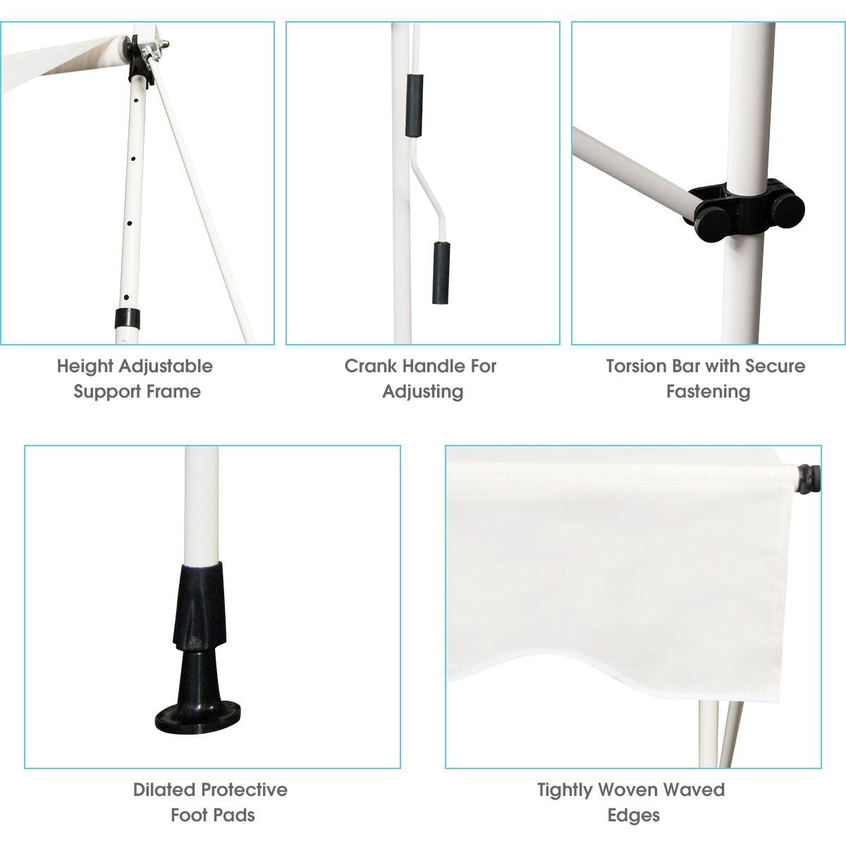 Coast Auvent extensible Auvent de soleil avec réglage manuel de la hauteur par manivelle 250 x 120 cm beige