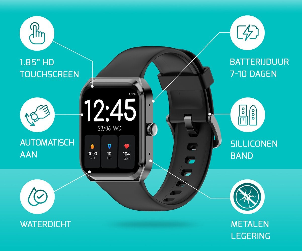 FITAGE Smartwatch - Podomètre - Montre sport - Noir